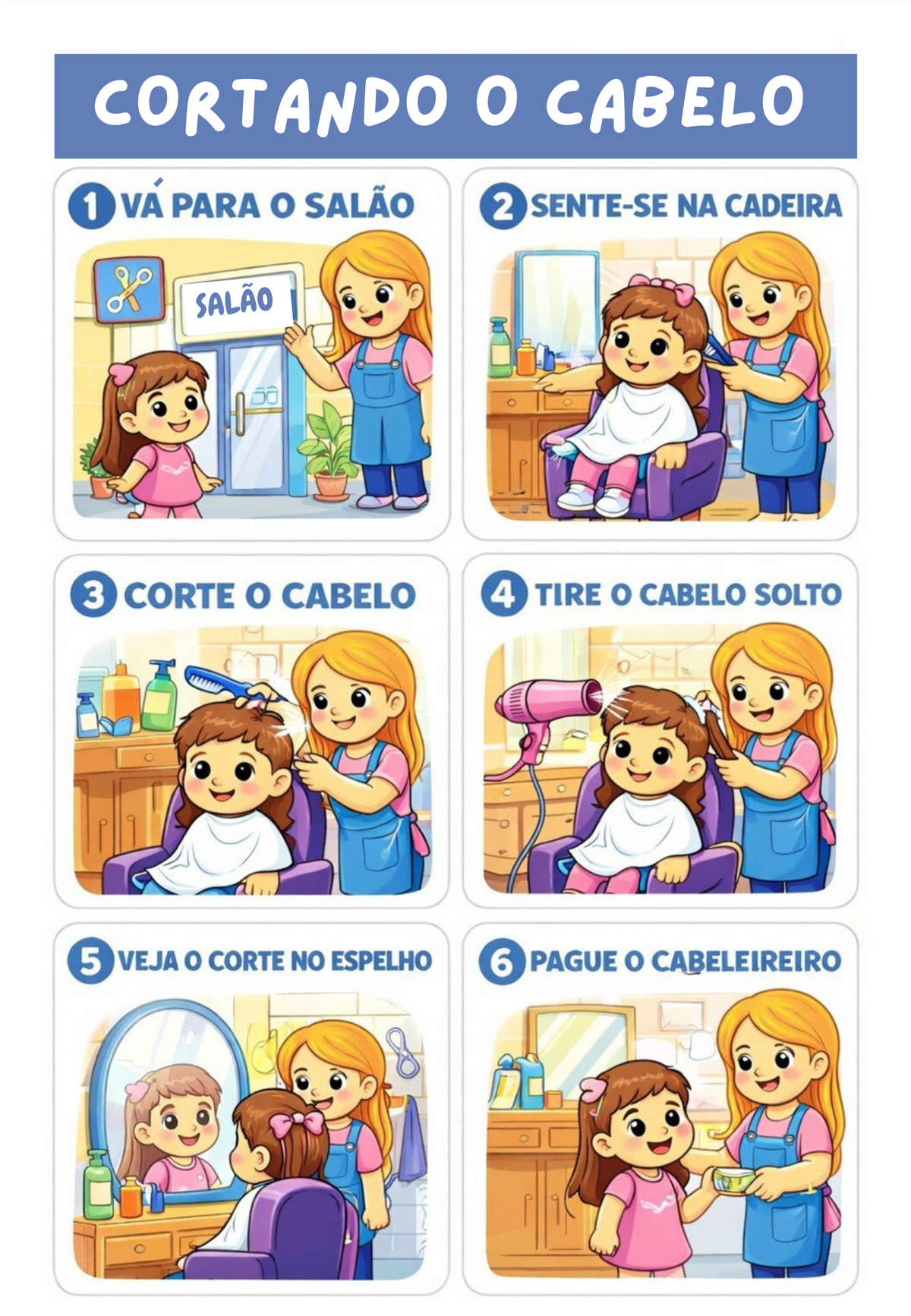 FLASHCARD CORTANDO O CABELO