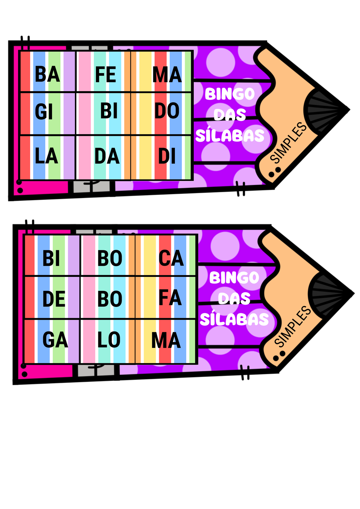 Bingo de Sílabas Simples